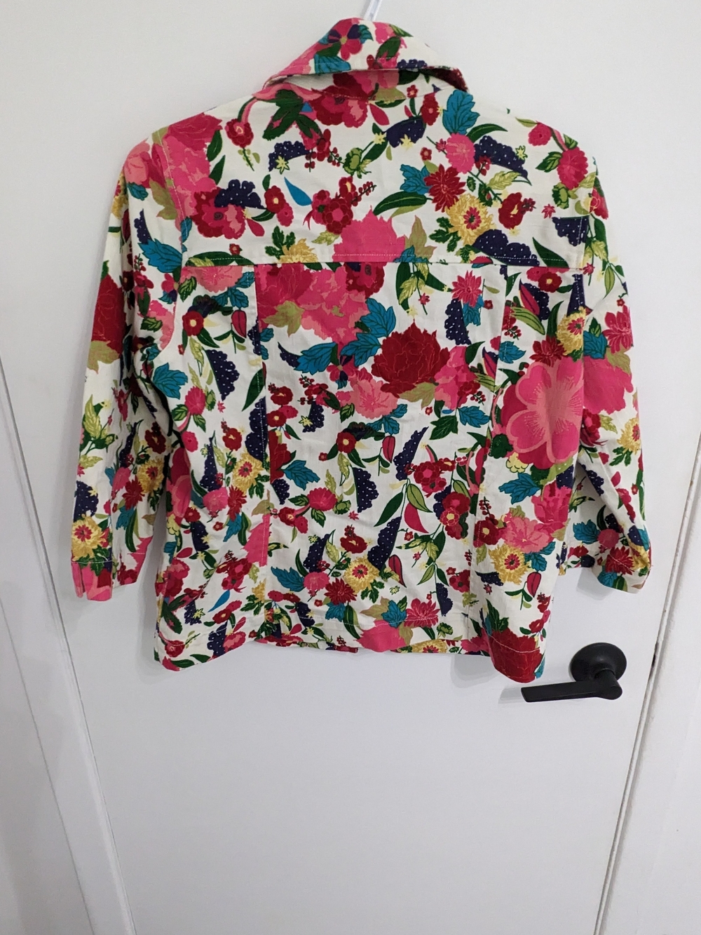Women's Floral Print Pink White Jacket - Kids Shirts & Tops
